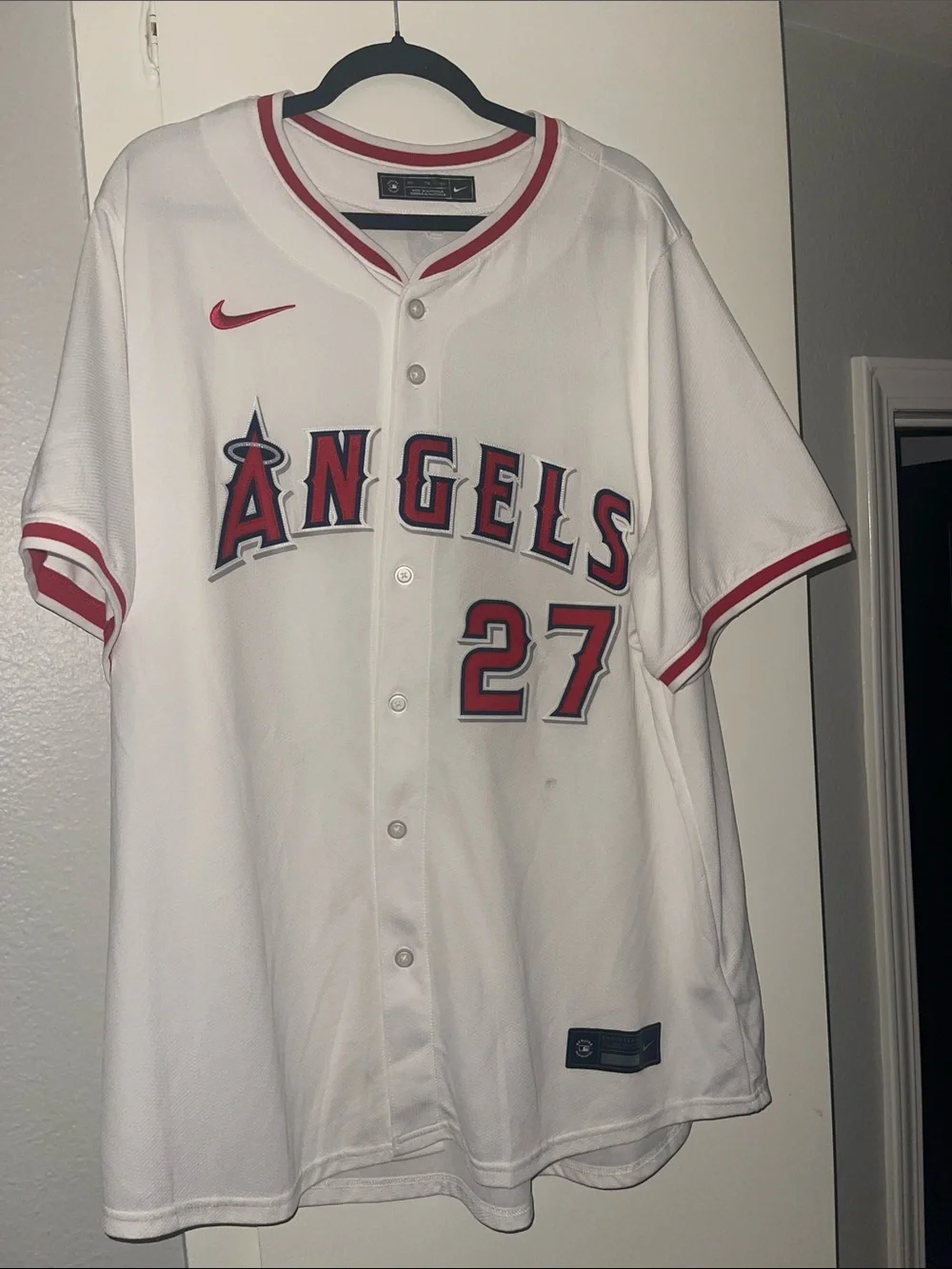 Nike White Los Angeles Angels Red & Navy #27 Jersey/ Mike Trout